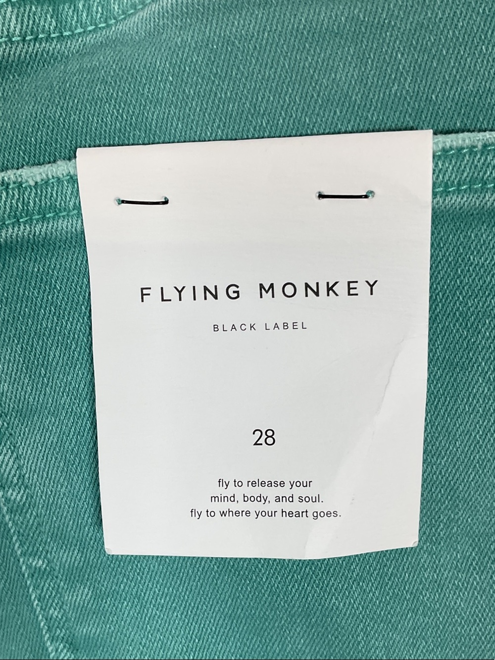 Flying Monkey High Rise Slim Straight Jeans Latino Bay Teal Green NWT 28 - Picture 9 of 10